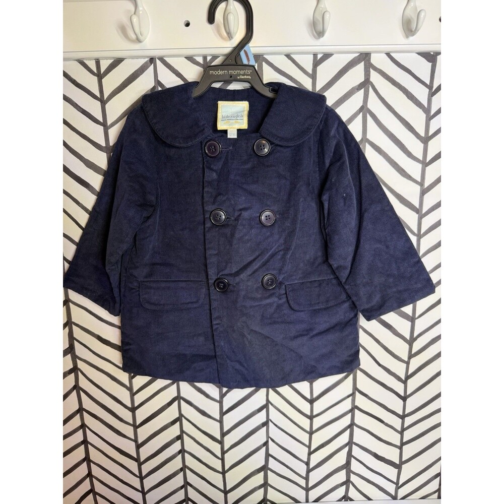 Little English Blue Corduroy Lined Peak Coat Unisex Baby 12M 2049